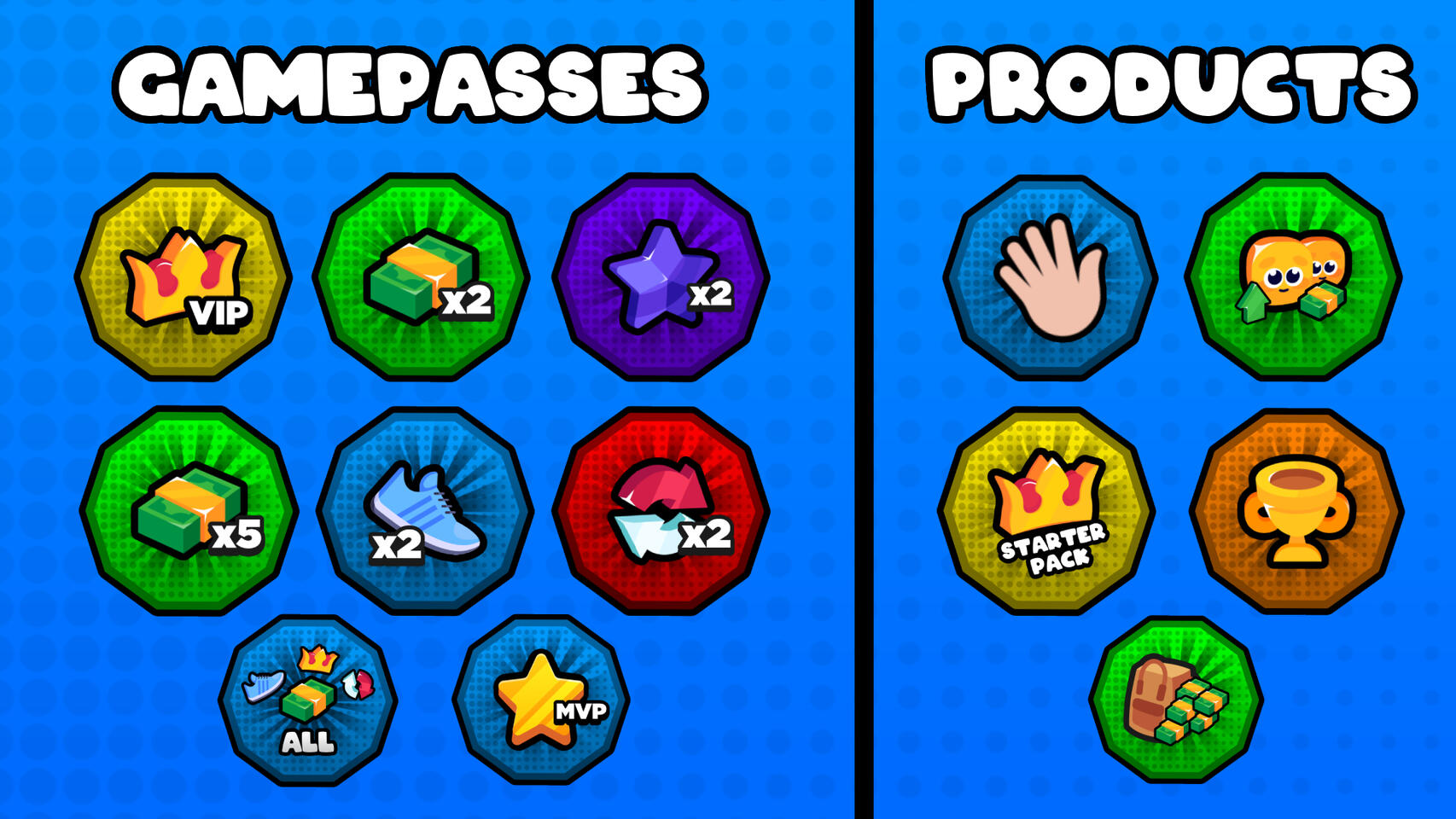 Gamepasses | Products | Badges Icon